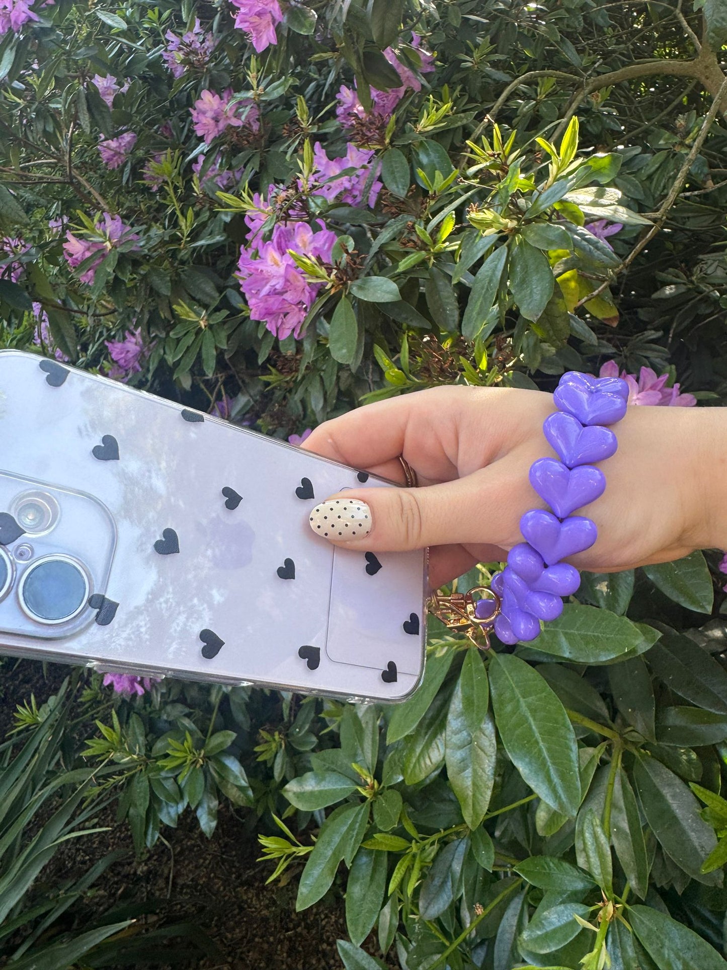 Telefoonkoord purple hearts