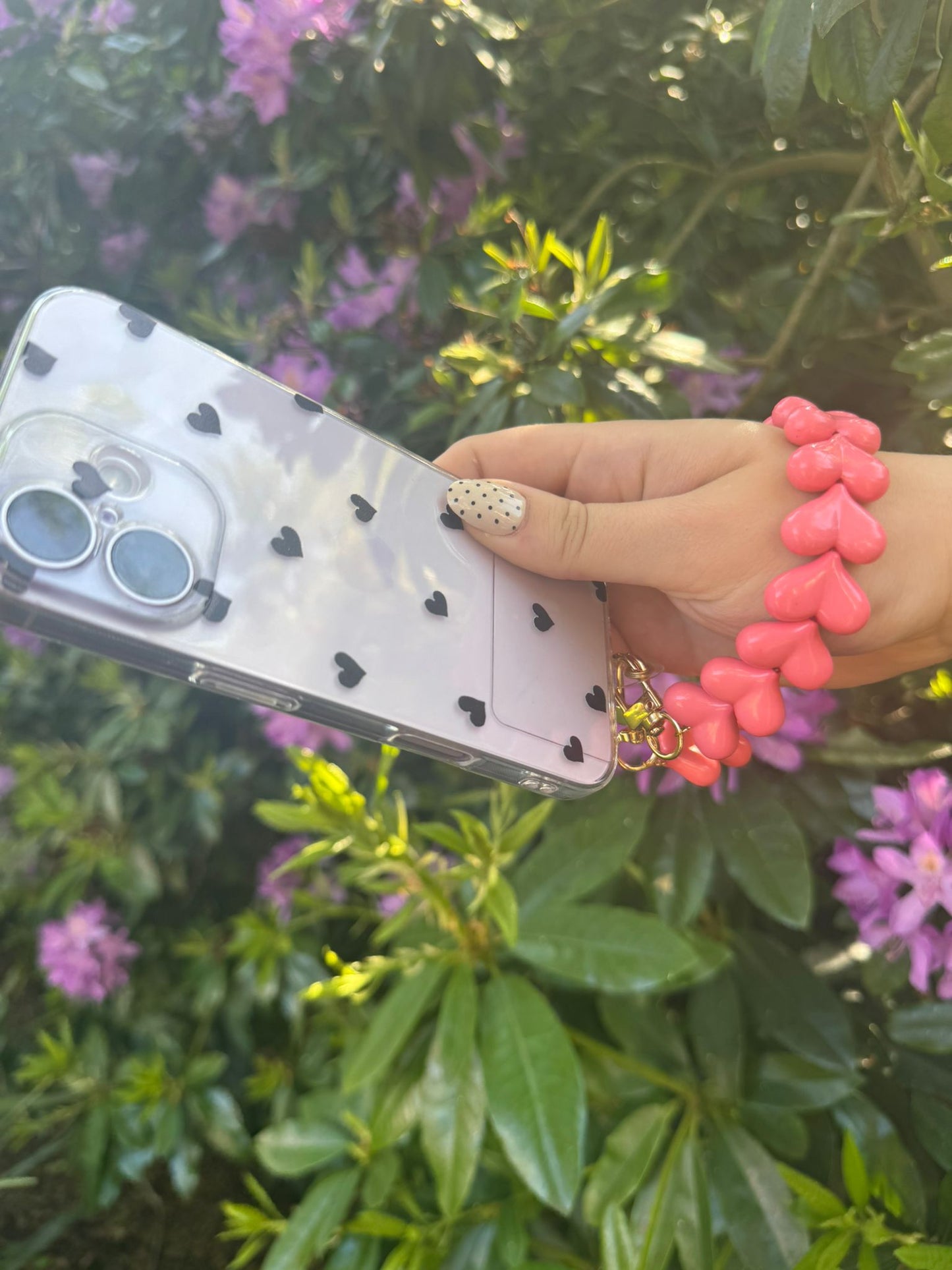 Telefoonkoord pink hearts