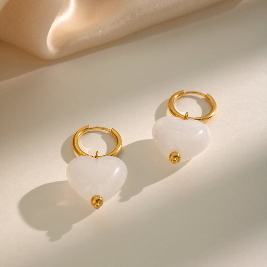 Pearl heart oorbellen