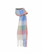 Pastel geruite sjaal in lichtblauw, roze, mint en crème met franjes