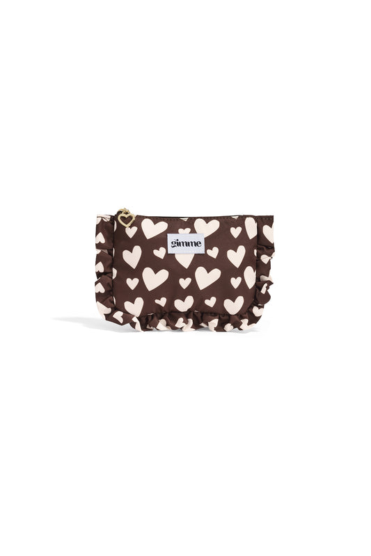 Make-up tas hartjes bruin