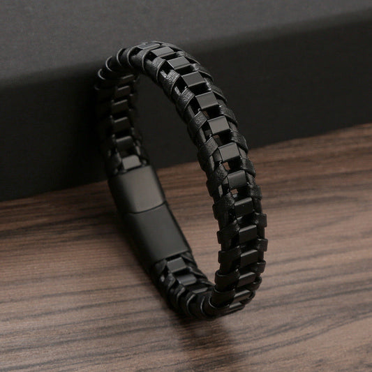 Chain leather armband