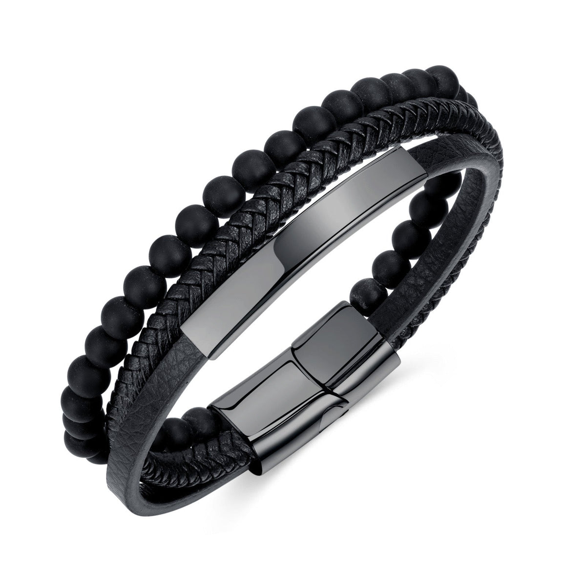 Stone & leather armband