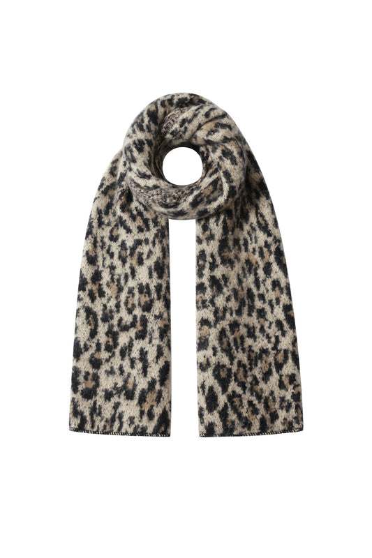 Leopard sjaal in beige, bruin en zwart