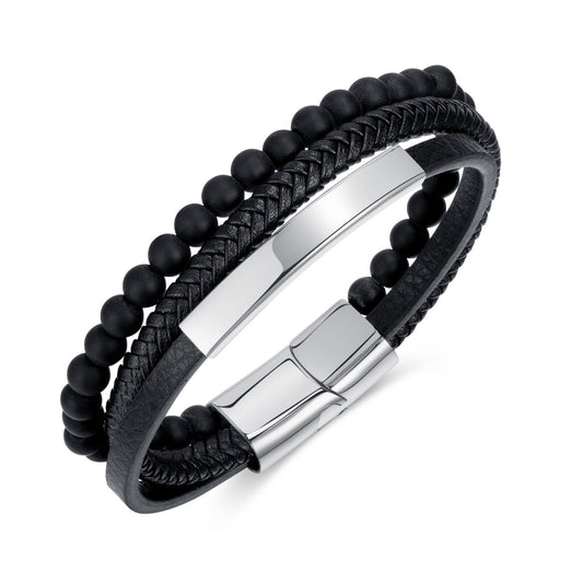 Stone & leather armband