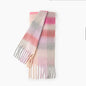 Cotton Candy Sjaal in zachtroze, lila, lichtgrijs en crème met franjes