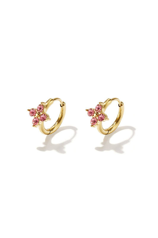 Rhinestone flower oorbellen