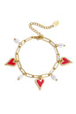 Hanging pearl heart armband