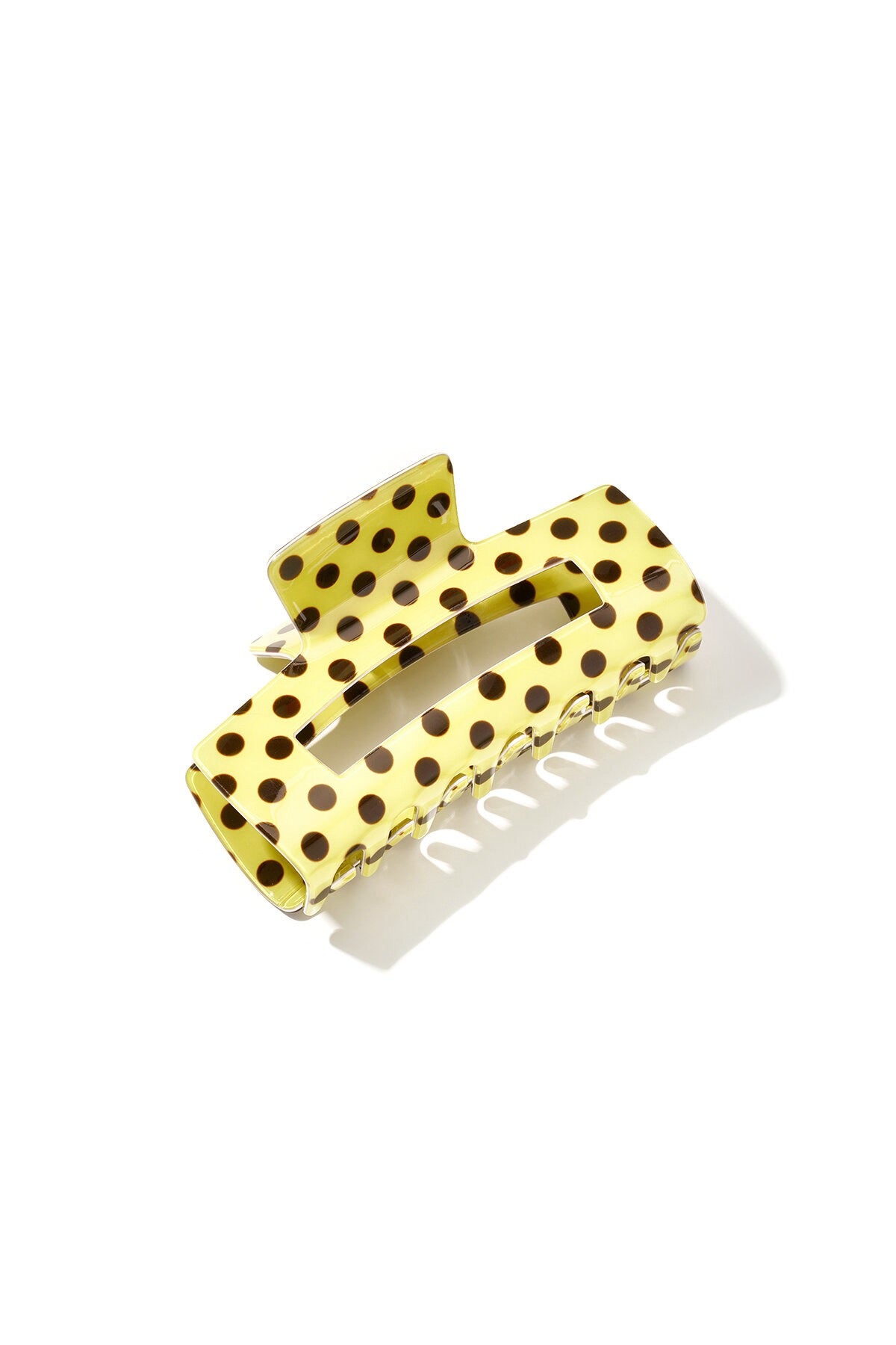 Polka Dot Haarclip Geel met bruine stippen