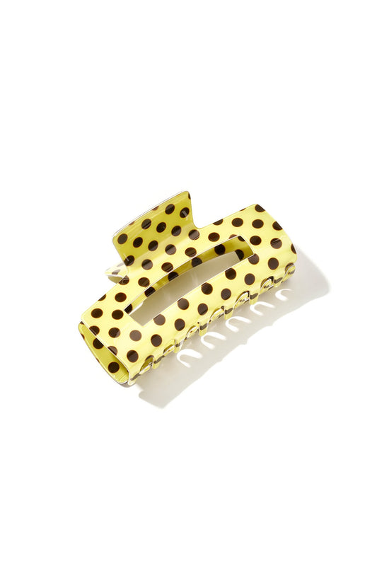 Polka Dot Haarclip Geel met bruine stippen