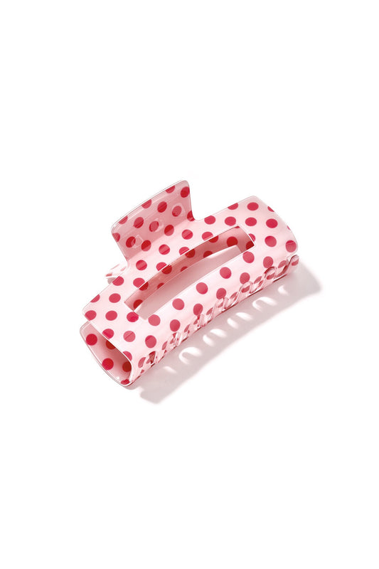 Polka Dot Haarclip Roze met donkerroze stippen