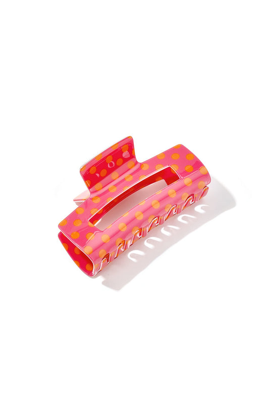 Polka Dot Haarclip Fuchsia met oranje stippen